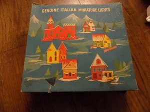 Vintage Set Lot Weihnachten Mini Papier Dorfhaus Kirche Schloss Lichter Putz Itaian - Bild 1 von 17