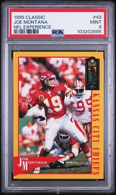 PSA 9 MINT 1995 CLASSIC NFL EXPERIENCE JOE MONTANA #43 CHIEFS 49ers 02685 B189 - Image 1 of 2