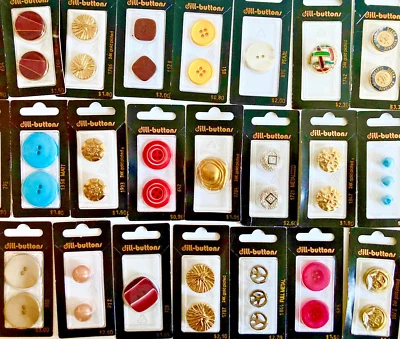 Dill-Buttons / Mixed Lot - 76 packs / Various Colors / 24k Gold Plate Metallic - Image 1 of 4