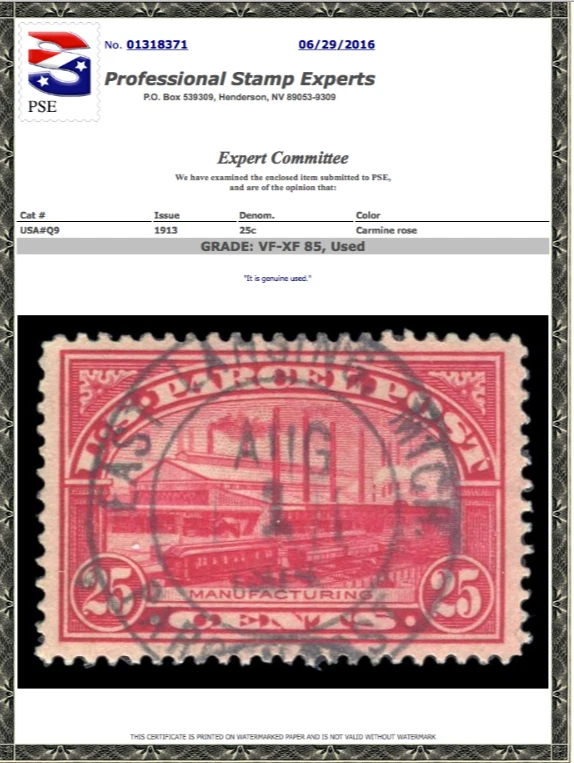 Q-10 Used Parcel Post, PSE Graded 85, Cert # 01318371 - Image 1 of 1