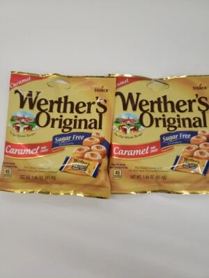 (2 paquetes) Caramelos duros Storck Werther's originales sin azúcar caramelo 1,46 oz Foto 1 de 2
