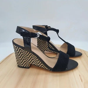 Jasper Conran schwarz-weiß Riemchensandalen Keilabsatz Heels Sommerschuhe, Gr 36 - Bild 1 von 12