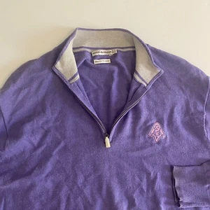 Peter Millar Mens M Cotton/Cashmere Purple 1/2 Zip LS Golf Pullover 1910 - Picture 1 of 10
