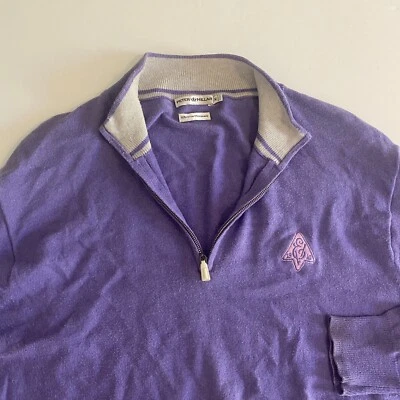 Peter Millar Mens M Cotton/Cashmere Purple 1/2 Zip LS Golf Pullover 1910￼ - Image 1 of 4