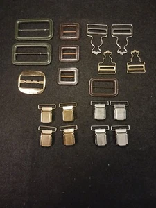 Vintage Suspender Clips Overalls Clips & Strap Buckle Holders Some NEW Some Used - Picture 1 of 9