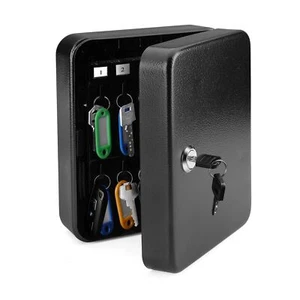 Key Cabinet Steel Lock Box with 40 capacity Colored key Tags & Hooks - (Black) - Bild 1 von 10
