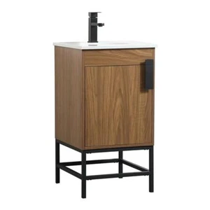 Elegant Decor Eugene 18" Aluminum MDF Single Bathroom Vanity in Walnut Brown - Picture 1 of 8