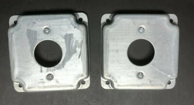 Lot of 2 - Hubbell / RACO Cat# 801C - 4" Square Cover 1.406 Dia. Round Opening