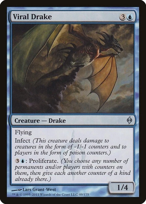 Viral Drake x1 New Phyrexia MTG Magic the Gathering Proliferate Infect Toxic  - Image 1 of 1