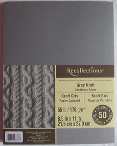 Papel Cardstock Recuerdos 8 1/2"" x 11"" 50 Hojas de un solo color GRIS KRAFT - Imagen 1 de 4