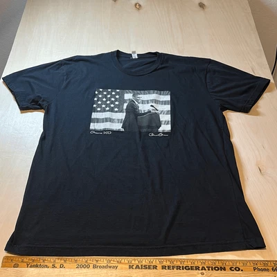 Vintage President Barack Obama Flag Black And White 2012 T-shirt Men Adult 3XL - Image 1 of 4