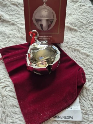 NEW 2013 Reed and Barton Silver Plate Holly Bell Christmas Ornament - Image 1 of 3