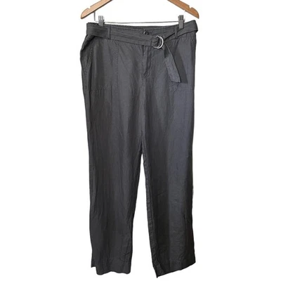 Pantalones de vestir para mujer TAHARI gris carbón con cinturón tiro alto acampanados pierna carrera 12 Foto 1 de 4