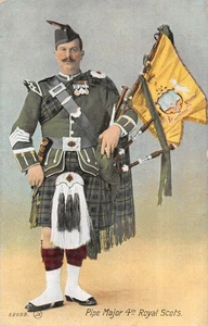 POSTCARD MILITARY 4TH ROYAL SCOTS PIPE MAJOR - Picture 1 of 2