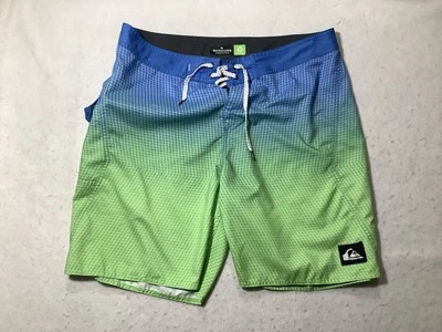 Pantalones Cortos de Tabla Quiksilver Talla 38 Azul Verde Para Hombre Carga Surf Cordón Cuadros Foto 1 de 4