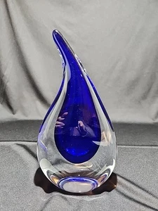 Murano Like Cobalt Blue Tear Drop Shape Art Glass Made In Poland - Picture 1 of 6