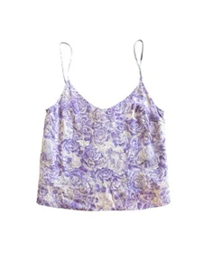 GANNI New With Tags Purple Satin Floral Cami Size 32 - Picture 1 of 18
