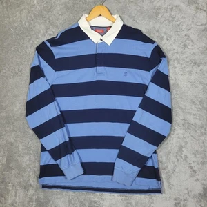 IZOD Mens Striped Long Sleeve Rugby Shirt XLT Blue Collared Casual Top - Picture 1 of 8