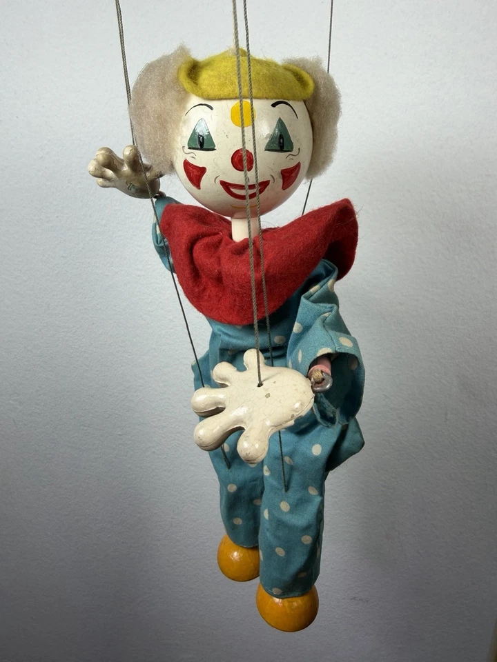 Винтаж 1950-х Pelham кукла клоун марионетка Junior диапазон без коробки - Изображение 1 из 4
