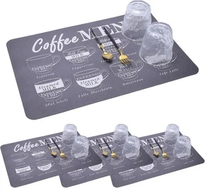 Black Table Place Mats Set of 4 - Coffee Menu - Picture 1 of 3
