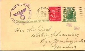 GOLDPATH: US POSTAL CARD 1940, CENSORED, TO GERMANY CV843_P13 - Picture 1 of 2