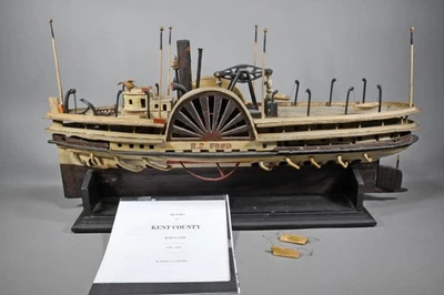 Винтажная деревянная лодка ручной работы народное искусство - B.S. Ford Steamship - Изображение 1 из 4