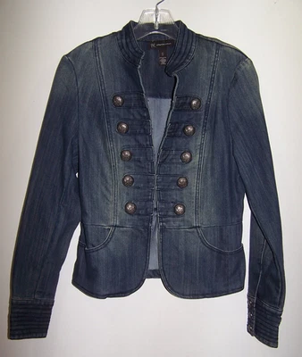 Chaqueta militar de mezclilla INC International Concept, gancho y ojo, talla S Foto 1 de 3