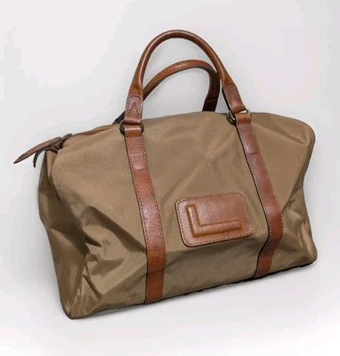 LANCEL Paris Vintage Vachetta Leather Canvas Large Boston Bag - Image 1 of 4