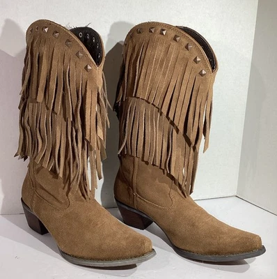 Durango 女式 7 码棕色麂皮绒流苏 12 英寸 Lifestyle 西靴 SW1-28 — 第 1/4 张图片