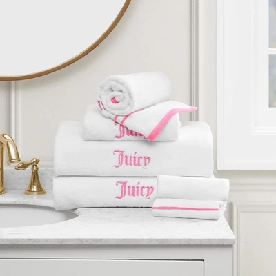 Juicy Couture White/Hot Pink Neon Border Bath 6 Piece Set,  - Image 1 of 4
