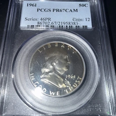 Franklin 1961 medio dólar 50c gema prueba camafeo graduación profesional cámara Pr67 Foto 1 de 2