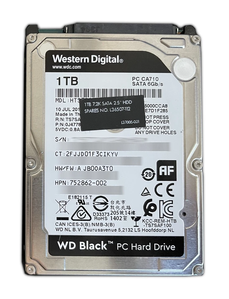 HP 1TB 7200RPM SATA 6.0GB/s 2.5" for Elitedesk 800 G4 752862-002 L36507-112 - Image 1 of 1