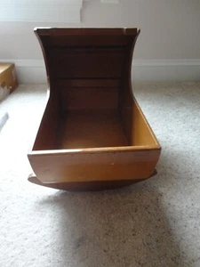 Vintage Music Box Wood Wooden Baby Doll Cradle 15" x 8 1/2"" Solid Large - Picture 1 of 4