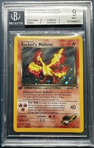 Gym Heroes Rocket's Moltres 1st Edition Holo 12/132 BGS 9 - Foto 1 di 2