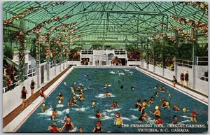 The Swimming Pool Crystal Garden Victoria British Columbia Canada Postcard - Picture 1 of 2
