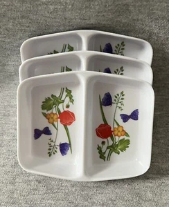 VINTAGE SQUARE 2-PART CONDIMENT TRAY DISH WITH FLOWERS & BUTTERFLIES EUC 1980’S - Picture 1 of 5