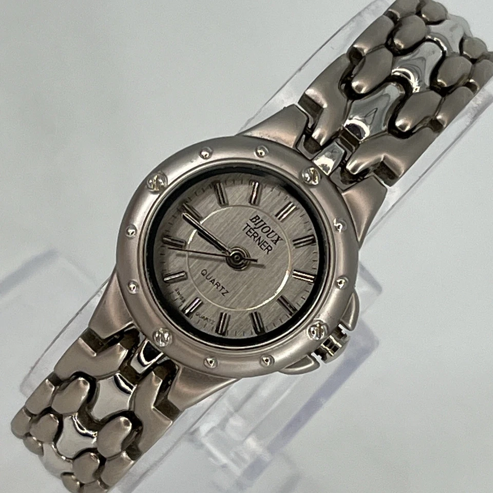 Reloj para mujer Bijoux Terner 22 mm delgado tono plateado esfera gris ¡NUEVA BATERÍA FUNCIONA! Foto 1 de 4