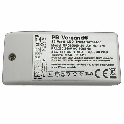 LED Trafo 30 Watt 24 Volt DC mini klein Transformator Driver Netzteil - Bild 1 von 4