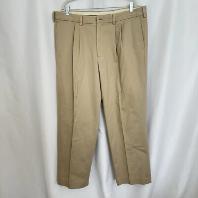 Eddie Bauer Pleated Pants Mens 40x30 Wrinkle Resistant Beige Khaki Casual - Image 1 of 4
