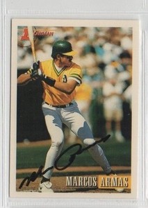 Marcos Armas 1993 Bowman autographed auto signed card Oakland A's