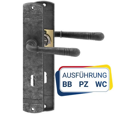 Türbeschlag LOTTA Nickel Antik Langschildgarnitur Drückergarnitur BB WC PZ - Bild 1 von 2