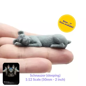 Schnauzer (sleeping) Scale miniature dog dollhouse diorama by Stereocat (1 dog) - Picture 1 of 10