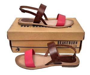 Brakeburn Damen Sandalen flach Kontrastfarbe Riemchen braun pink EU 37 UK 4 - Bild 1 von 8