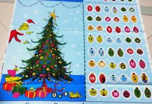 Grinch Advent Calendar Fabric Panel Robert Kaufman Dr Seuss Happy Grinchmas - Picture 1 of 4