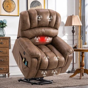 Oversized Electric Power Lift Recliner Chair Wide Recliners for Big Tall Brown - Picture 1 of 7