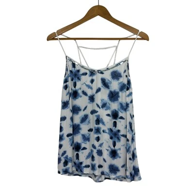 BB Dakota Women’s Size Small Blue White Tie Dye Sequin Neck Strappy Back Top - Image 1 of 4