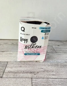 L'eggs Silken Mist seidig transparent Control Top feuchtigkeitsableitend coole Strumpfhose Größe Q Black Mist - Bild 1 von 5