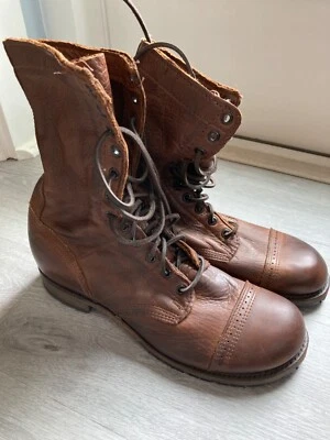 Bota de Salto Nathaniel Shoe Company De Colección, Cuero Marrón, 8.5 M, Hecha en EE. UU. Foto 1 de 4