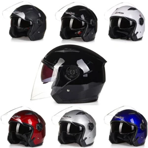 Casco de motocicleta cara medio abierta 3/4 doble visera scooter casco a reacción M/L/XL/XXL - Imagen 1 de 18