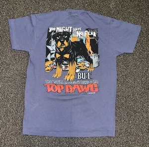 VTG 90s Top Dawg Rottweiler Shirt Sz M USA No Fear Streetwear Hip Hop Dog Rap - Picture 1 of 7